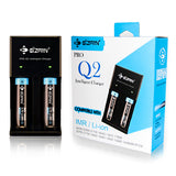 Eizfan Pro Q2 2 Slots Battery Charger Smart Charger For 18650 20700 21700 26650 Battery US/EU Plug