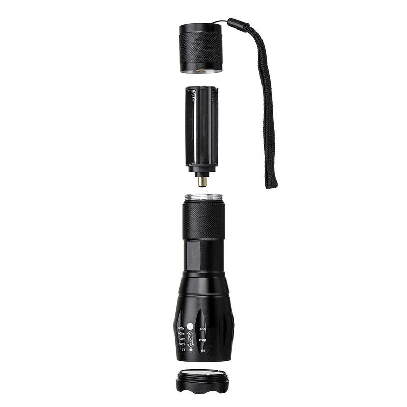 XANES T6 10W LED Flashlight Rechargeable 5 Modes Tactical Torch Light 18650 Battery US/EU/UK Plug