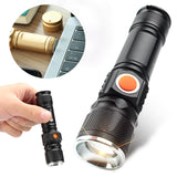  T6 USB Rechargeable LED Flashlight 10X Telescopic zoom Power Work Spot Light Lamp 