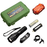 XANES A100  - T6 800Lumens 5Modes Brightness Zoomable Tactical LED Flashlight Suit & Removable Bicycle Light with Handlebar clip &Taillight
