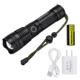 XANES P50 800LM 50W USB Rechargeable Super Bright LED Flashlight Set With 26650 Battery (UK Plug)