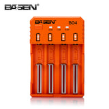 Basen BO4 4Colors Smart Li-ion Battery Charger for 14500 18650 26650 21700 Battery