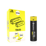 Eizfan 2pcs 18650 Battery 3200mah 35A 3.7v Yellow Rechargeable Flat 18650 Battery For Smoking pipes