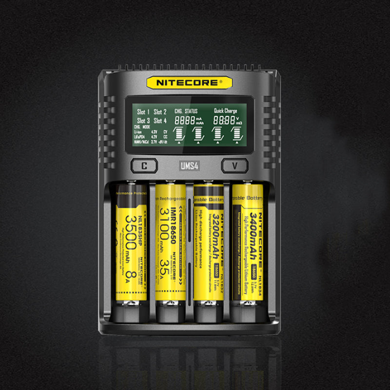 NITECORE UMS4  USB Battery Charger LCD Screen Smart 3Modes Charging For Almost All Battery Types