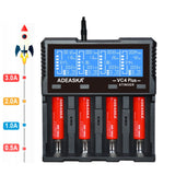 ADEASKA VC4 PLUS 3A Fast Charging LCD Screen USB Battery Charger For 14500 18650 26650 21700 Battery