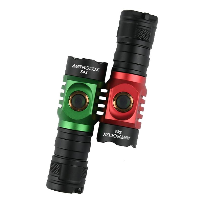 Astrolux S43 Green Red Color 2100LM Stepless Dimming EDC Flashlight Tactical Safety Hammer