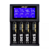 GOLISI i4 LCD Screen 2A Fast USB Battery Charger For 18650 26650 14500 Battery