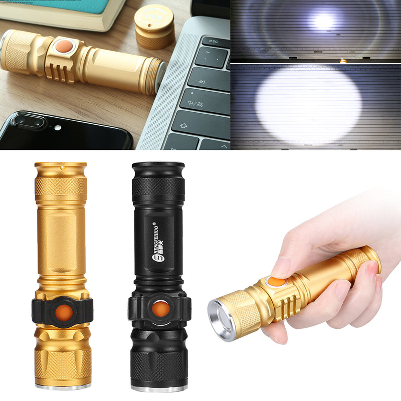  T6 USB Rechargeable LED Flashlight 10X Telescopic zoom Power Work Spot Light Lamp 