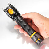 Elfeland  T6 2000LM 5Modes Four Attack Heads Tactical Alarm LED Flashlight 18650