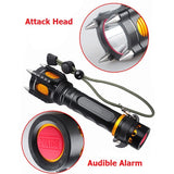 Elfeland  T6 2000LM 5Modes Four Attack Heads Tactical Alarm LED Flashlight 18650