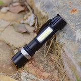 XANES 1102 XPE + COB 1000Lumens 3Modes Front & Side Lights Red & Blue & White Lights Zoomable USB Rechargeable LED Flashlight