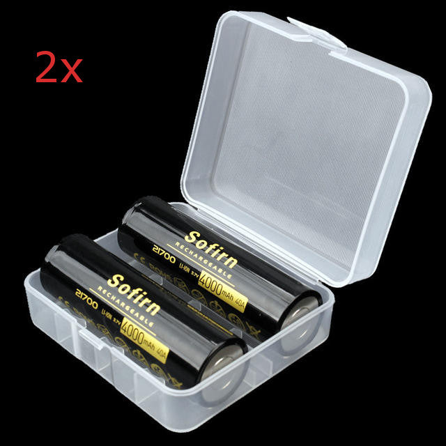 4Pcs Sofirn 3.7V 40A 4000mAh 21700 Rechargeable Li-ion Battery Big Flat Top