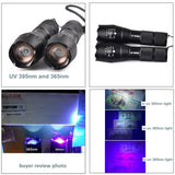 YT-E17UV UV LED  395nM 5W Power Aluminum Zoom Ultraviolet Flashlight Lamp Black Light Torch