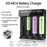 Xmund XD-MC4 3.7V-4.2V LED Power Indicator TC/CC/CV 3Modes USB Rechargeable 4Slots Lithium Battery Charger 18650/26650/21700 Battery Charger