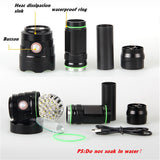 T18U 18X T6 LEDs 6Modes Super Bright Tactical Flashlight USB Charging Portable Outdoor Torch