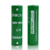 ShockLi 18650 3600mAh Flat Top High Drain 20A 3.7V Li-ion Rechargeable Battery For Flashlight E Cigs - 2PCS+Battery Case