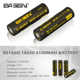 2pcs 18650 Basen Battery lithium ion battery cvell 3.7V 3100mAh/40A/50A 3200mAh/40A 3500mAh/30A higher capacity 18mm * 65mm