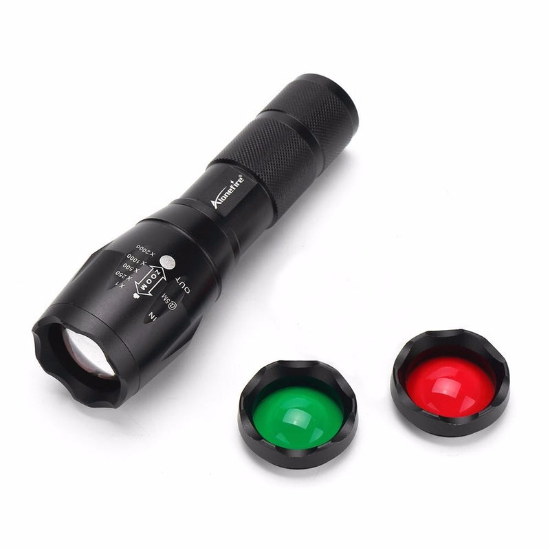 Alonefire G700-N  T6 2000LM 5Modes Zoomable Red& Green & White Light LED Flashlight Signal Light
