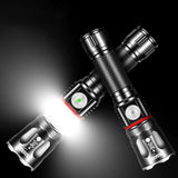 XANES® T6 200W Flashlight 4 Modes USB Rechargeable Zoomable Life Waterproof COB Work Lamp Camping Hunting 
