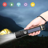 XLOONG WY8 T6 Powerful Brightness USB Rechargeable & Solar Charging Zoomable LED Flashlight 2000mAh Power Bank