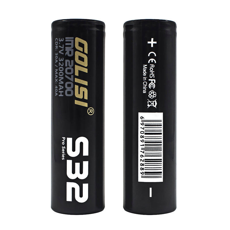 2Pcs GOLISI IMR S32 Pro-Series 20700 Battery 3200mAh 40A High Brain Powerful 20700 Li-ion Rechargeable Battery With Storage Case