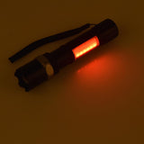 XANES 1102 XPE + COB 1000Lumens 3Modes Front & Side Lights Red & Blue & White Lights Zoomable USB Rechargeable LED Flashlight