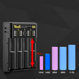 Yonii Q4 Four Slot USB Rechargeable Lithium Battery Charger Multi-functional Intelligent Charger for 18650/26650/21700/AAA Battery