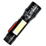 10pcs XANES T6 4Modes Front + Side Light USB Rechargeable Zoomable Mini Flashlight Fishing Lamp