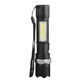 XANES 1102 XPE + COB 1000Lumens 3Modes Front & Side Lights Red & Blue & White Lights Zoomable USB Rechargeable LED Flashlight