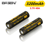 2pcs 18650 Basen Battery lithium ion battery cvell 3.7V 3100mAh/40A/50A 3200mAh/40A 3500mAh/30A higher capacity 18mm * 65mm