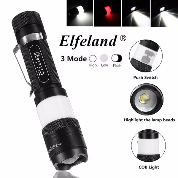 Elfeland T6 18650 Handlamp Light Lamp Zoomable LED Flashlight 